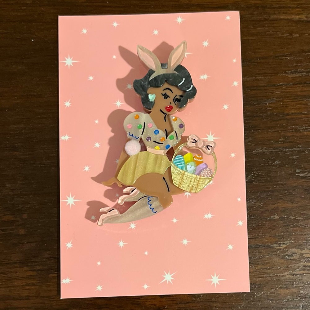 Bunny Belle Brooch by Lipstick & Chrome-Sable